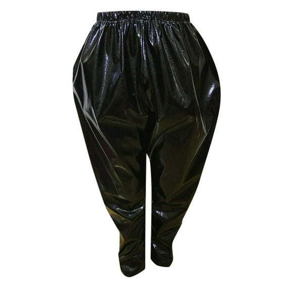CHUOU Kids Girls Boys Metallic Harem Dance Pants Loose Fit For Modern Hip Hop Street Dancewear,Black,Size 4-5 Years