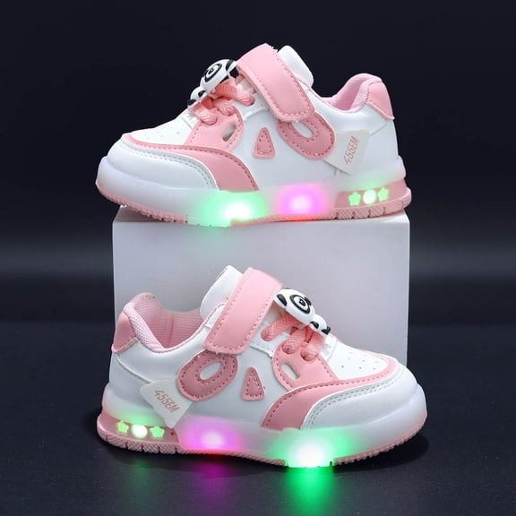 CHUOU LED Light Up Shoes For Girls Toddler Walking Shoes Girls Kids Children Baby Casual Shoes For 2.5-3 Years