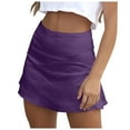 thumbnail image 1 of CHUOU Ladies Casual Satin Silk High Fanny Pack With Hip Zipper Mini Skirt For Women, 1 of 5