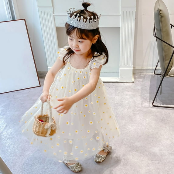 CHUOU Little Girl Tutu Dress Tulle Ruffles Flower Girls Wedding Party Dresses For 12-18 Months