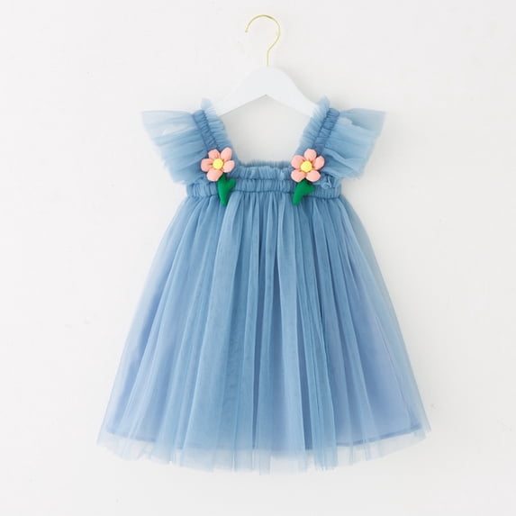 CHUOU Little Girl Tutu Dress Tulle Ruffles Flower Girls Wedding Party Dresses For 2-3 Years