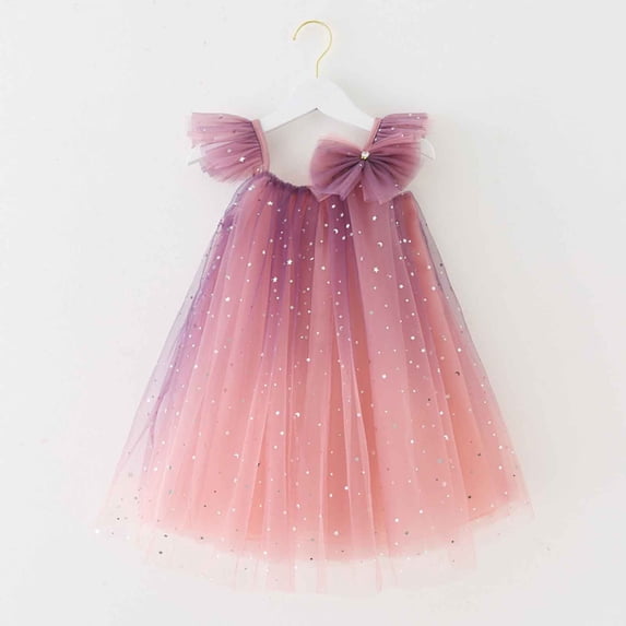 CHUOU Little Girl Tutu Dress Tulle Ruffles Flower Girls Wedding Party Dresses For 5-6 Years