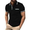 thumbnail image 1 of CHUOU Male Spring Business Lapel T Shirt Bottoming Shirt Short Sleeve Shirt Patchwork Top, 1 of 5