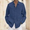 thumbnail image 1 of CHUOU Male Summer Solid Casual Plus Size Loose Shirt Mens Turn Down Collar Long Sleeve Shirt, 1 of 5