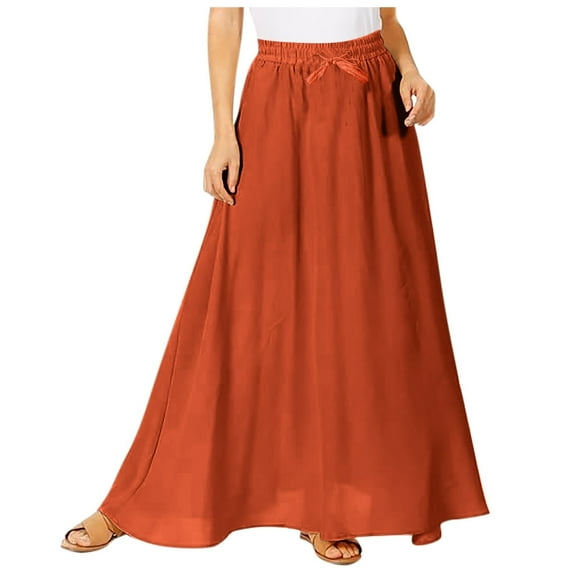 CHUOU Maxi Skirts For Women Reg & Plus Size Women's Long Skirts Flowy Summer Skirt Aline Elastic High Waisted Trendy