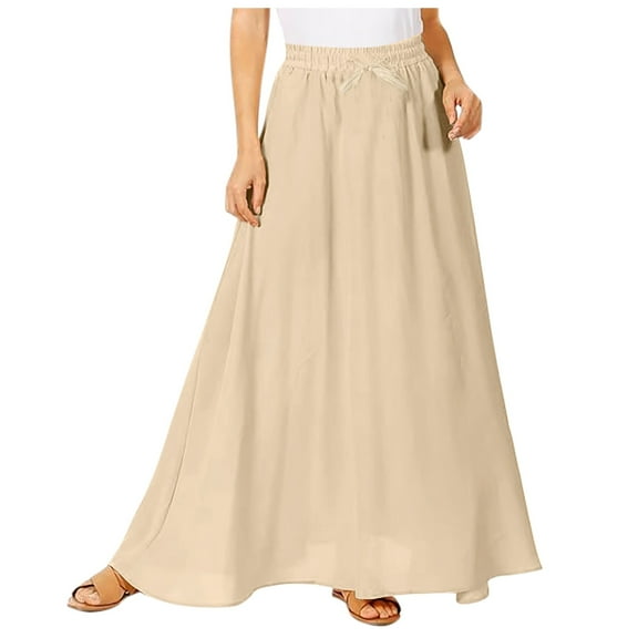 CHUOU Maxi Skirts For Women Reg & Plus Size Women's Long Skirts Flowy Summer Skirt Aline Elastic High Waisted Trendy