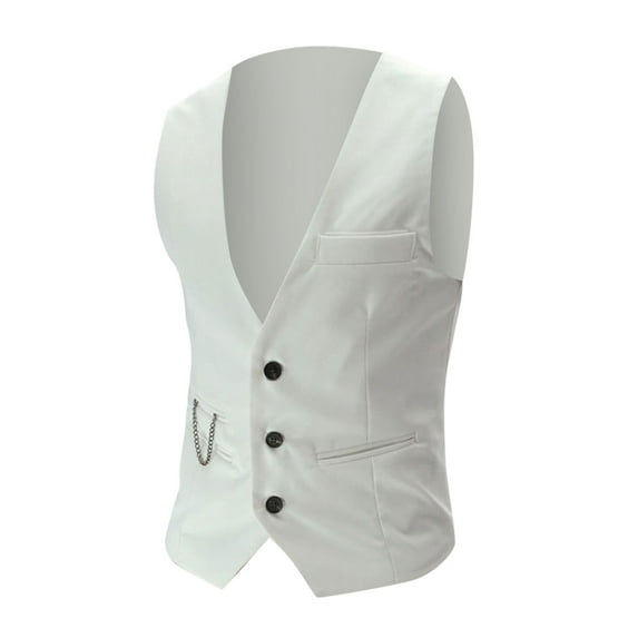 CHUOU Men's Business Leisure Wedding Vest V Neck Sleeveless Slim Jacket Vest