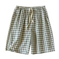 thumbnail image 1 of CHUOU Men's Cotton Spring/summer Thin Shorts Loose Fitting Comfortable And Simple Checkered Home Pants, 1 of 3