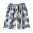 thumbnail image 1 of CHUOU Men's Cotton Spring/summer Thin Shorts Loose Fitting Comfortable And Simple Checkered Home Pants, 1 of 4