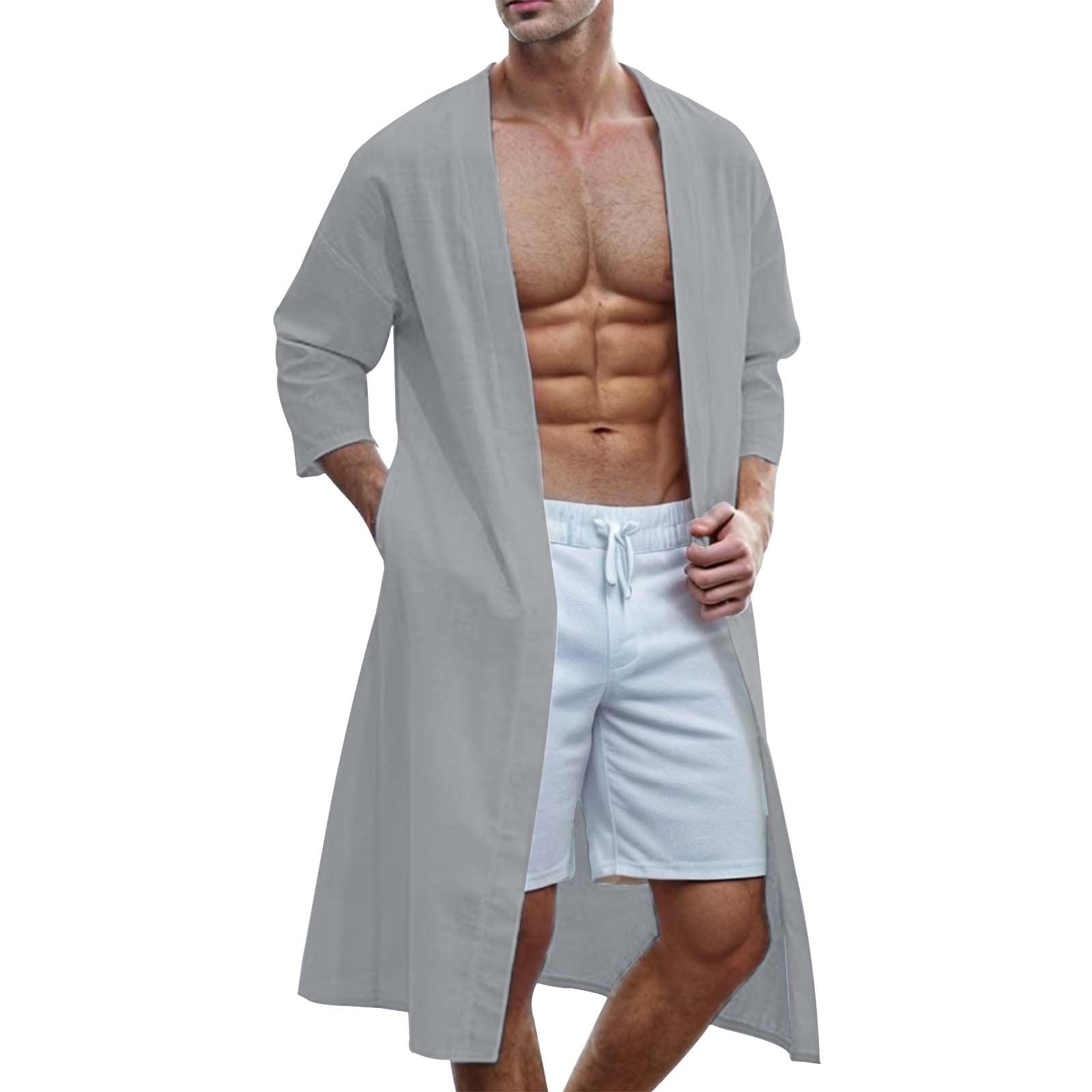 CHUOU Men's Lightweight Robe Jackets Paisley Printed Bathrobes Open ...