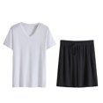 thumbnail image 1 of CHUOU Men's Pajama Set Lightweight Quick Drying Short Sleeved V Neck Shirt And Shorts Soft And Comfortable Sleeping Set Style Three, 1 of 4