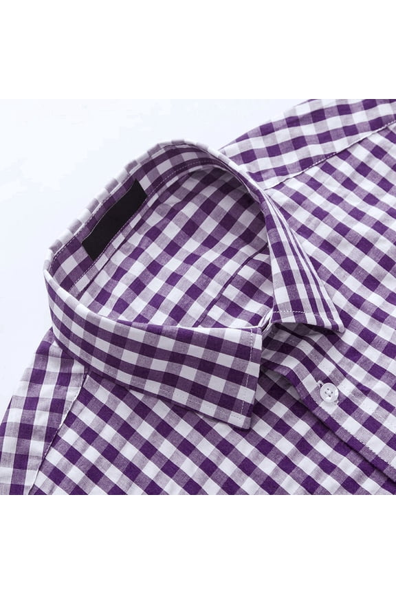 Men's Plaid Button Down Shirts Cotton Long Sleeve Dress Shirts Regular Fit Gingham Shirts