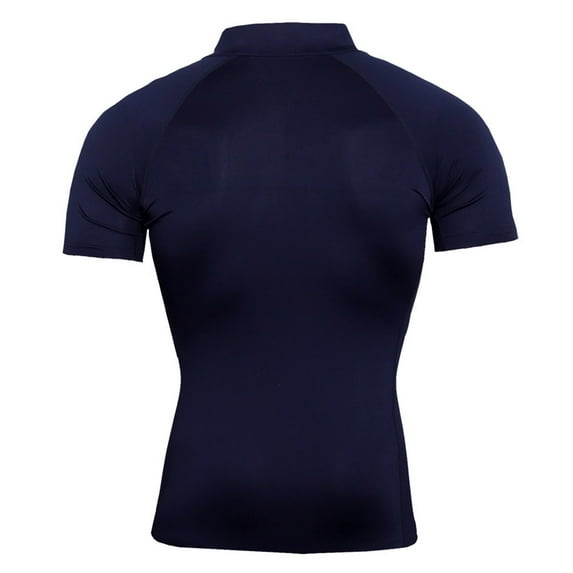 CHUOU Men's Solid Color Zipper Fitness Short Sleeve Sport Tight T Shirt