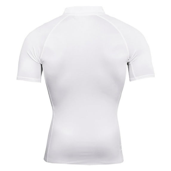 CHUOU Men's Solid Color Zipper Fitness Short Sleeve Sport Tight T Shirt