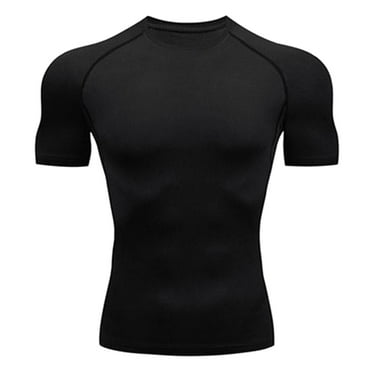 CHUOU Men's Sports Fitness Short Sleeve T Shirt Tights Outdoor Base Quick Drying Breathable Elastic Running Training Clothing