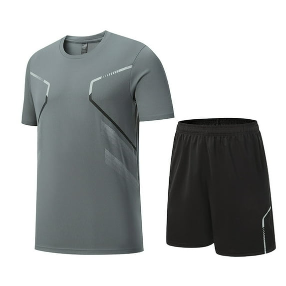 CHUOU Men's Sportswear Set Casual Summer Fitness Short Sleeved Shorts