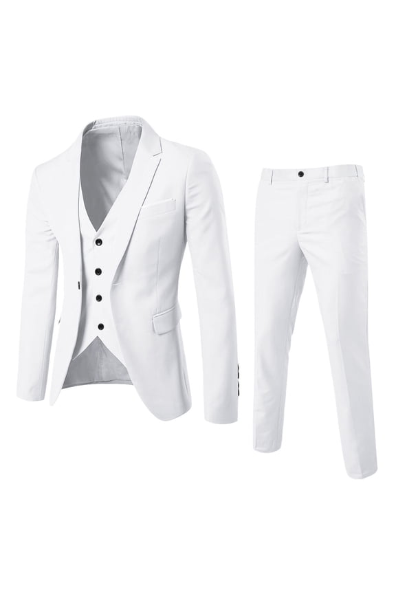 Men’s Suit Slim 3 Piece Suit Business Wedding Party Jacket Vest & Pants Coat