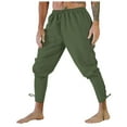 thumbnail image 1 of CHUOU Mens Fashion Casual Loose Retro Ankle Strap Lace Up Leggings Pants, 1 of 5