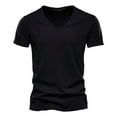 thumbnail image 1 of CHUOU Mens Fashion Casual Solid Color Cotton V Neck Short Sleeve T Shirt Top, 1 of 2