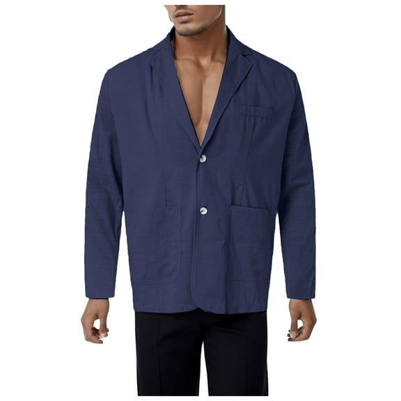 CHUOU Mens Fashion Leisure Light And Solid Color Pockets Lapels Buttons Suits Jackets And Tops