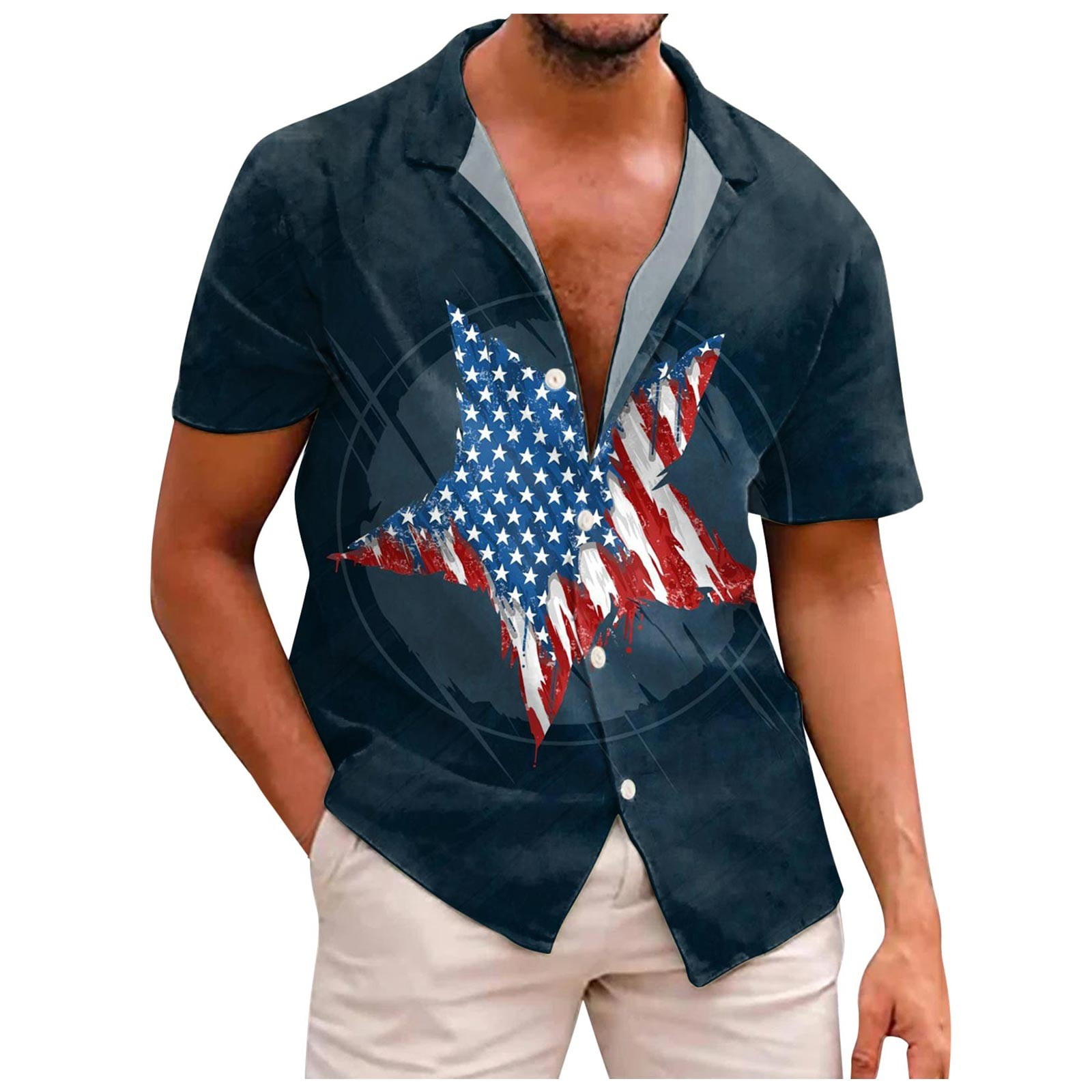 CHUOU Mens Independence Day Fashion Digital 3D Printed Short Sleeve ...