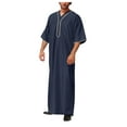 thumbnail image 1 of CHUOU Mens Dress Robe Arab Middle Robe Long Sleeve Embroidered Pocket Long Shirt Robe Coat Shirt Mens Prayer Clothing, 1 of 5