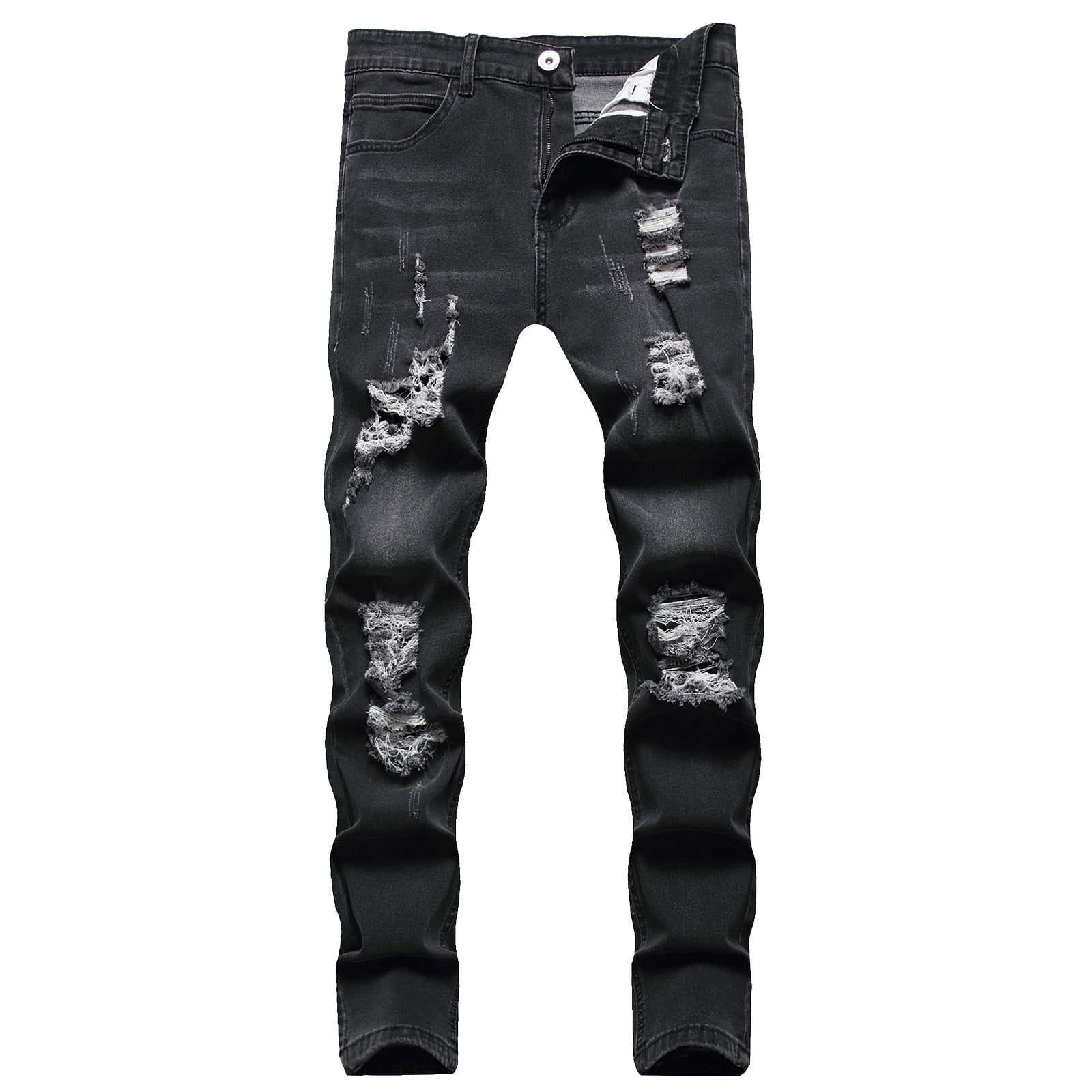 CHUOU Mens Slim Fit Straight Tube Retro Hop Pants Street Jeans Pants ...
