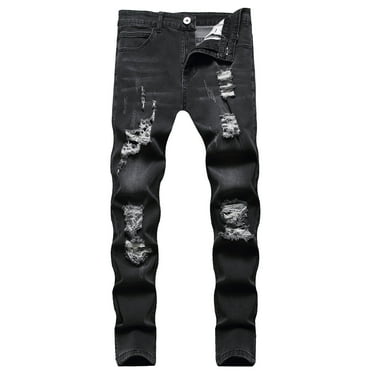 CHUOU Mens Slim Fit Straight Tube Retro Hip Hop Pants Street Jeans Pants
