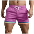 thumbnail image 1 of CHUOU Mens Summer Solid Color Rainbow Pants Pocket Drawstring Loose Casual Sports Running Straight Shorts Beach Pants, 1 of 5