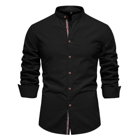 CHUOU Mens T Shirt Short Sleeved Shirt Top Lapel Mens Casual Day Fashion Solid Color Long Sleeve Shirt