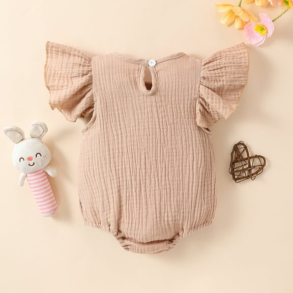 CHUOU Newborn Baby Rompers Girls Jumpsuits Infant Ruffles Bodysuits Outfits Romper For 6-12 Months
