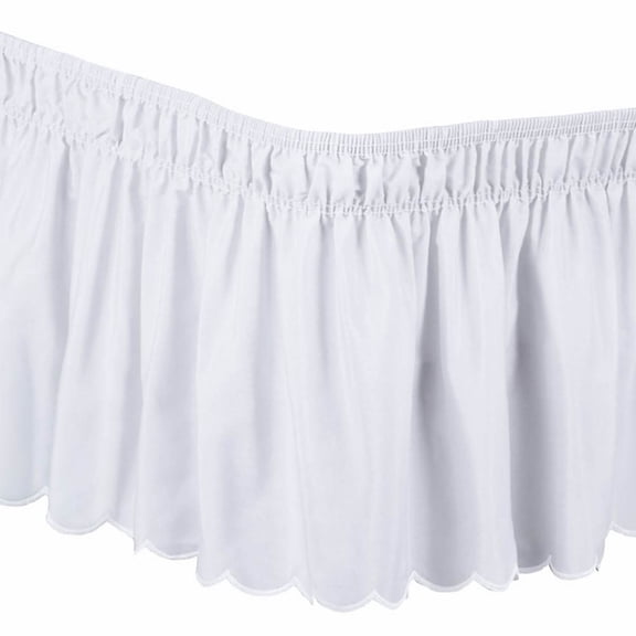 CHUOU Scalloped Elastic Bed Wrap Around Easy Fit Dust Ruffle Bedskirt /King