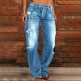 thumbnail image 1 of CHUOU Straight Leg Jeans For Women Ripped Hem Low Waisted Jeans For Women, 1 of 5