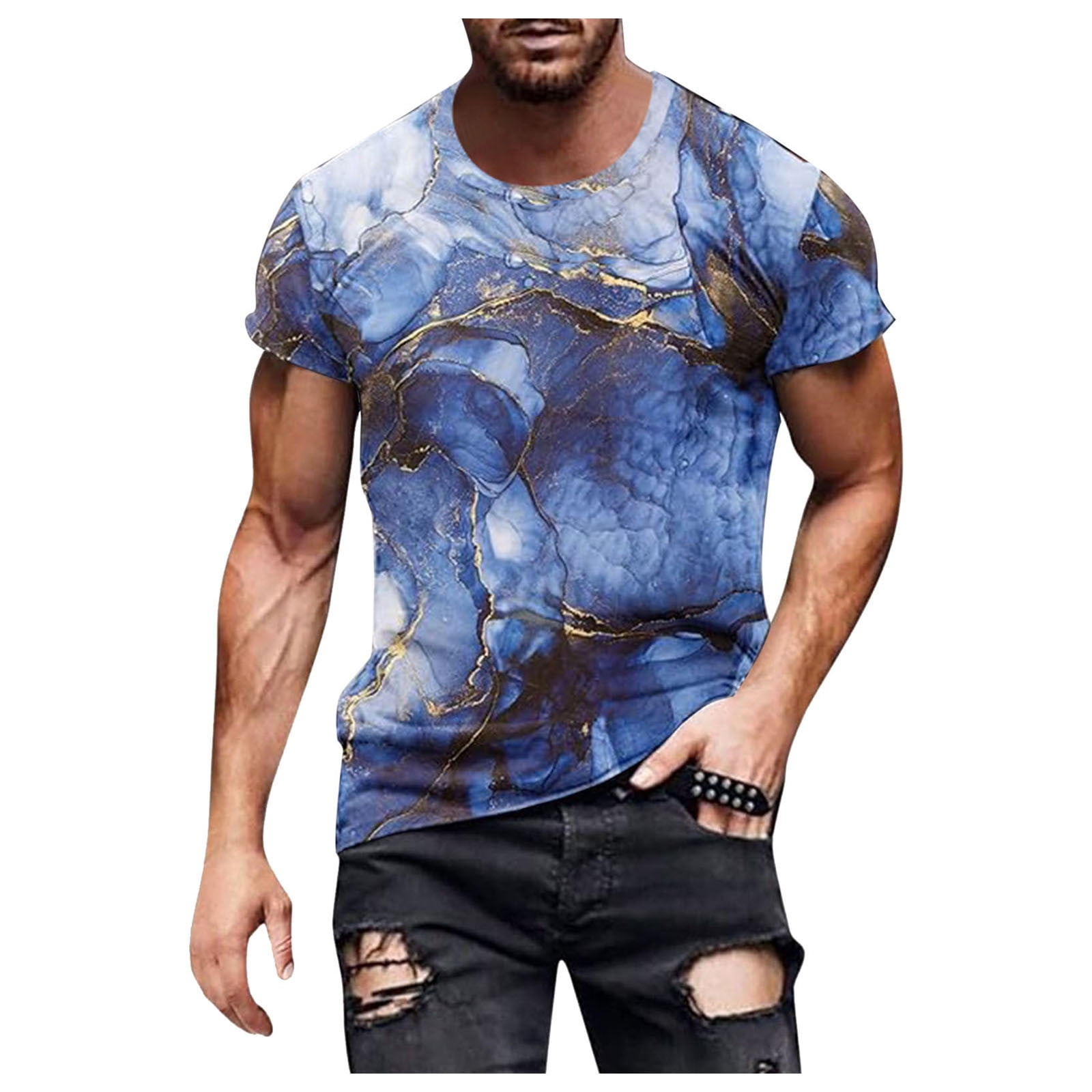CHUOU T Shirts for Men Casual Fashion 3D Graphic Printed Round Neck ...