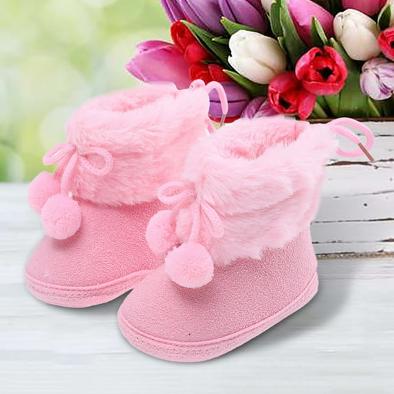 CHUOU Toddler Boys Booties Girls Plush Snow Warming Shoes Baby Soft Boots Baby Shoes