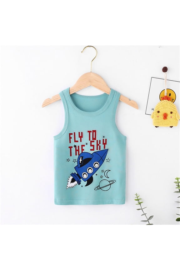 Toddler Boys Cotton Cartoon Prints Summer Tank Tops, Sizes 18M-13T