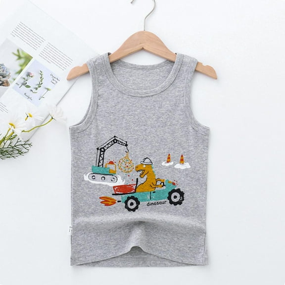 CHUOU Toddler Boys Cotton Cartoon Prints Summer Tank Tops, Sizes 18M-13T