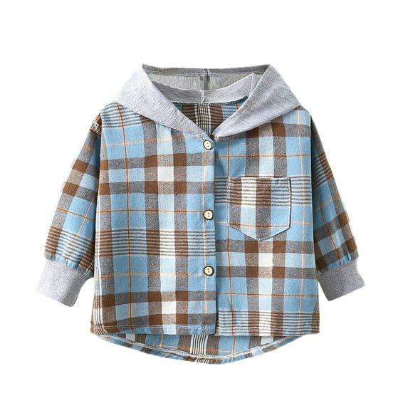 CHUOU Toddler Boys Long Sleeve Winter Hooded Shirt Tops Coat Outwear For s Clothes Plaid Warm