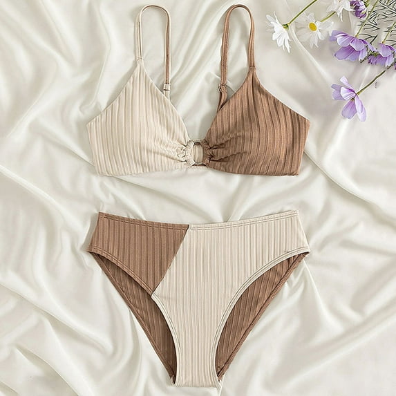 CHUOU Toddler Girl 2 Piece Swimsuit Sport High Waist Bikini Set Swimwear Bathing Suit
