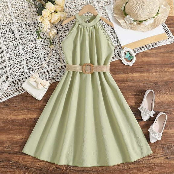 CHUOU Toddler Girls Sleeveless Solid Princess Dress Dance Party Dresses Clothes