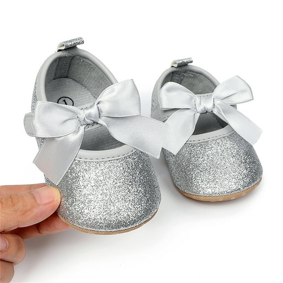 CHUOU Toddler Kids Girls Soild Colour Bowknot Princress Shoes Soft Sole The Floor Barefoot Non First Walkers Prewalker Shoes