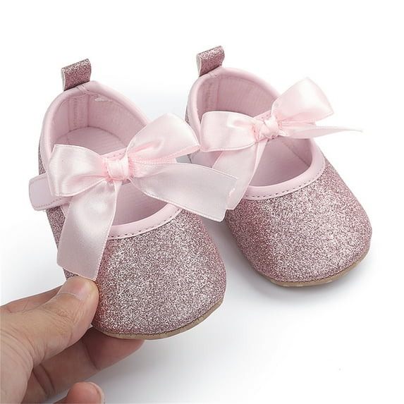 CHUOU Toddler Kids Girls Soild Colour Bowknot Princress Shoes Soft Sole The Floor Barefoot Non First Walkers Prewalker Shoes