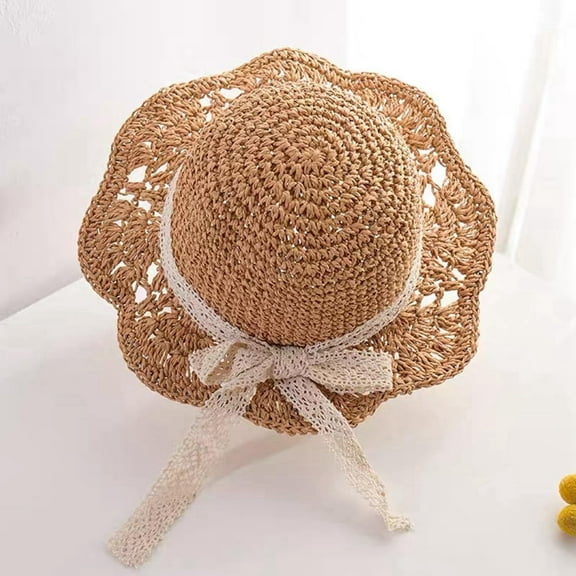 CHUOU & Toddler Sun Hat Unisex Baby Spring/Summer Straw Hat With Wide Brim For Girl Boy Beach And Outdoor Play UPF 50 ,M