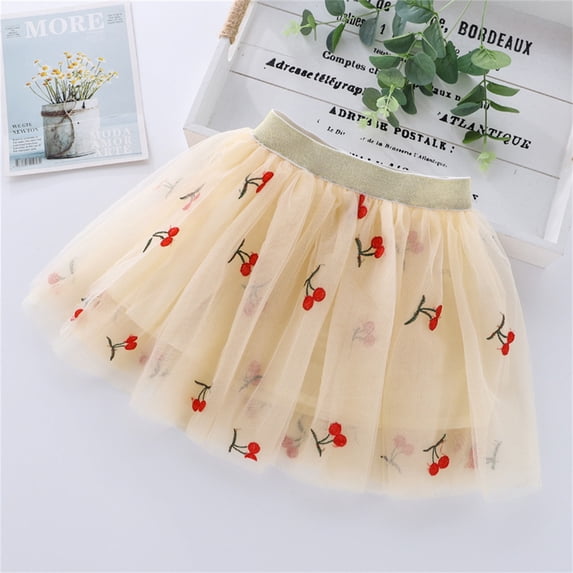 CHUOU Toddlers Girls Sparkle Tulle Tutu Skirt with Sequins Cherry For 6-8 Years