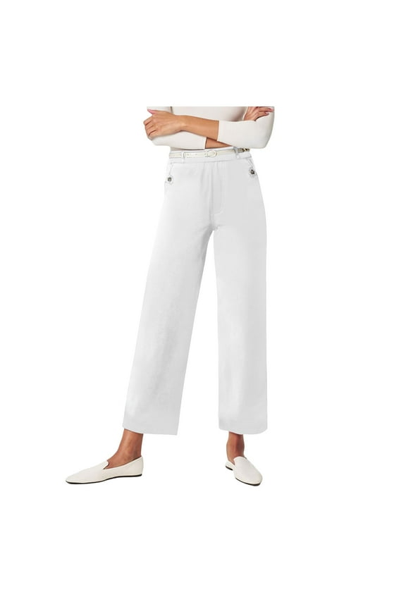 Twill Cropped Wide Leg Pant Plus Size Wide Leg Petite Crop Trousers Stretch Capri Jeans Ankle Denim Pants Women