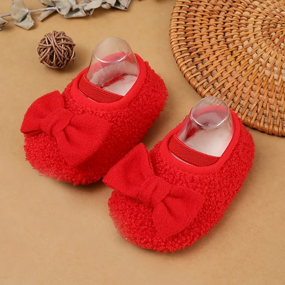 CHUOU Warm Shoes For Baby Girls And Boys Soft Comfortable Shoes Toddler Bowknot Warming Shoes