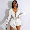 thumbnail image 1 of CHUOU Women Bodycon Rhinestone Jumpsuits Short Pants Club Party Rompers, 1 of 5