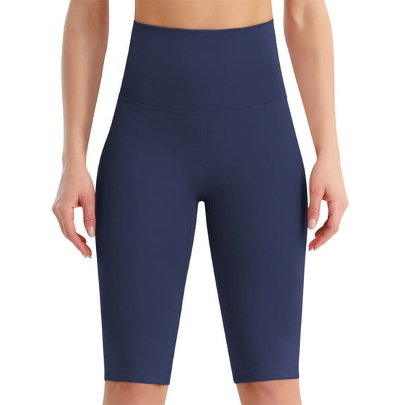 CHUOU Women High Waist Tight Sports Elastic Solid Color Fitness Yoga Knee Length Pants