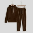 thumbnail image 1 of CHUOU Women Solid Color Hooded Sweatshirt And Pant Tracksuit Sport Suit, 1 of 1