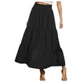 thumbnail image 1 of CHUOU Women Summer Boho Elastic High Waist Pleated A Line Flowy Ruffle Swing Tiered Long Beach Skirt, 1 of 5